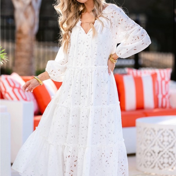 Red Dress Boutique Aura Brand white floral dress - Picture 6 of 8